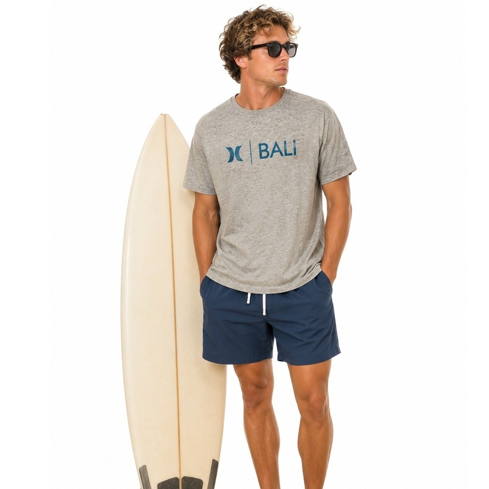 Hurley Bali | Graphic T-Shirt Mens Gray Premium Fit Short Sleeve Cotton Tee | XL